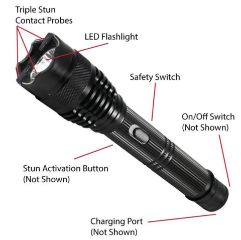 Police Force Tactical Stun Gun LED Flashlight 8M