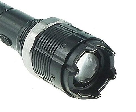 Police Adjustable Focus LED Metal Flashlight Rechargeable Stun Gun