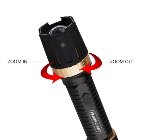 Newest Zoomable LED Stun Gun Tactical Self Defense Waterproof