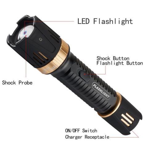 Newest Zoomable LED Stun Gun Tactical Self Defense Waterproof