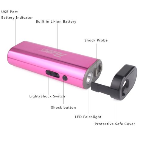 Self Defense USB Rechargeable Stun Gun LED Flashlight Functions